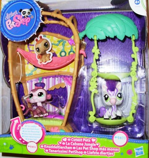 LPS Útulný domeček - v džungli - heboučká zebra a opička - Littlest Pet Shop