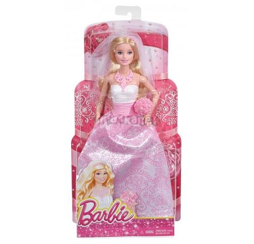 MATTEL BARBIE BRB Panenka nevěsta s kyticí v růžovo bílých šatech